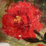 Painting, painting on canvas, still life, the bouquet of flowers painted on vintage canvas