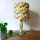 Vintage retro lamp with green marble base, floral shade.