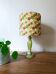 Vintage retro lamp with green marble base, floral shade.