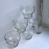 Set of 6 crystal champagne glasses engraved 50s-60s