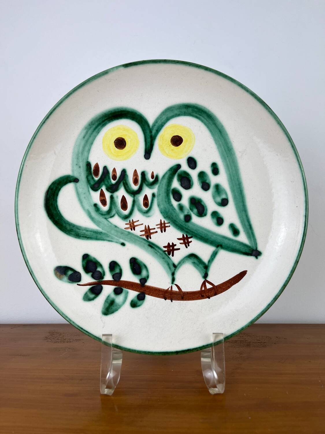Vintage 1950s ceramic plate owl