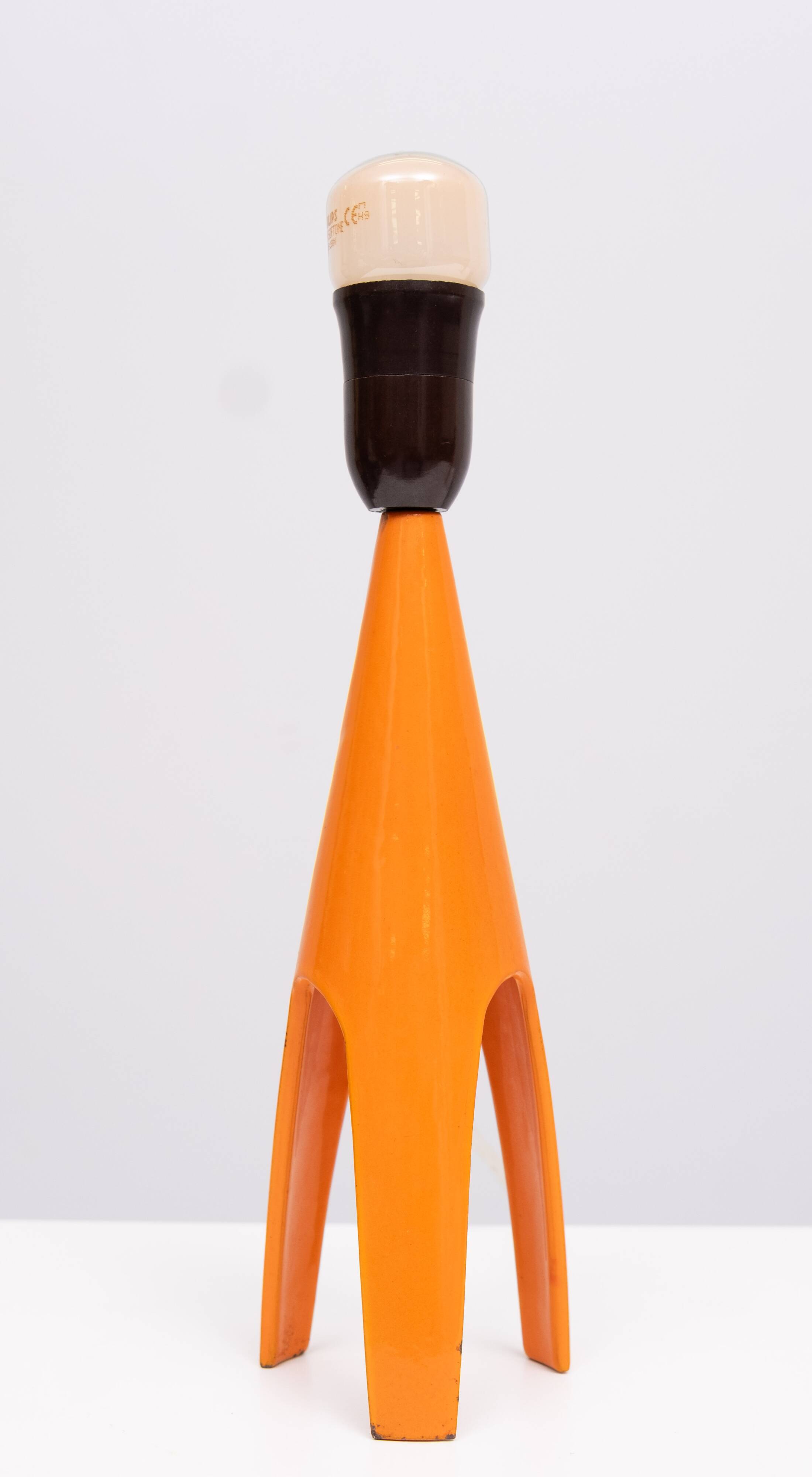 Voss Belysning Orange Enamel table lamps 1950s Denmark