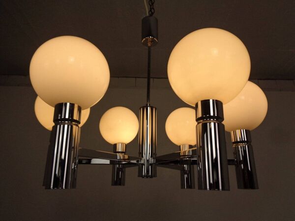 Opaline Glass Pendant Lamp from Sölken Leuchten, Germany, 1960s