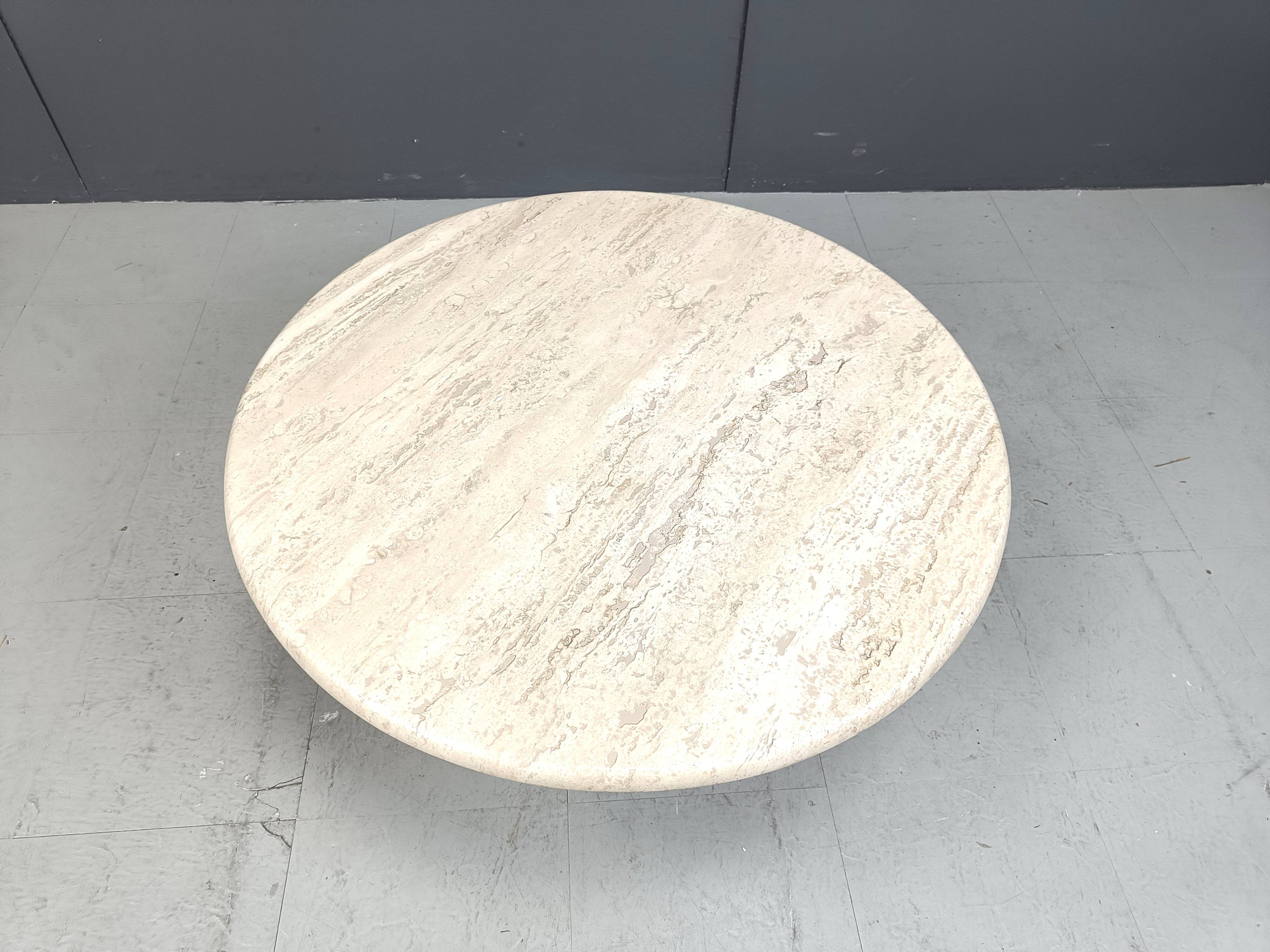 Round travertine coffee table, 1970s