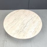 Round travertine coffee table, 1970s
