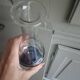 White and blue blown glass carafe
