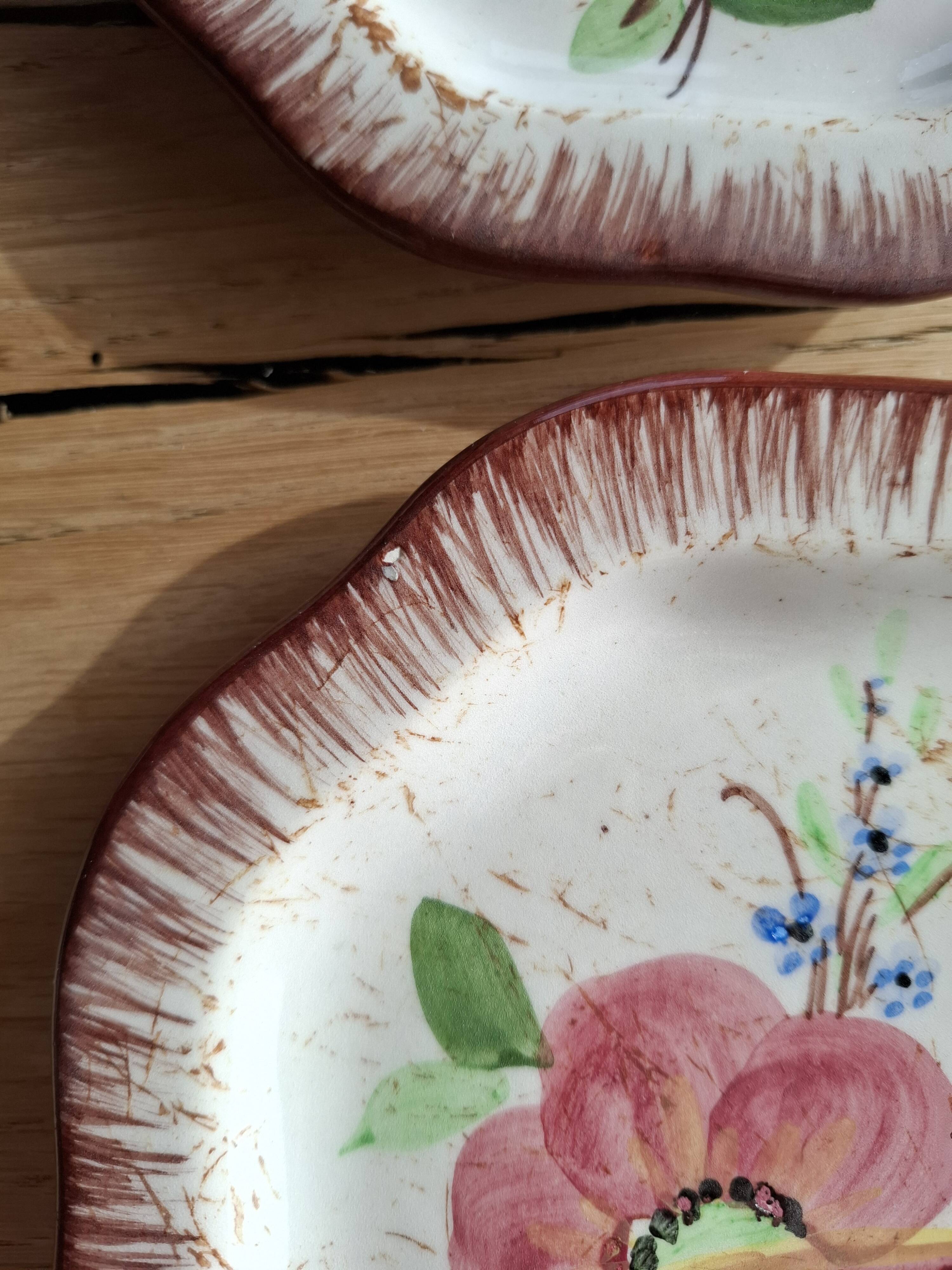 12 antique octagonal dessert plates