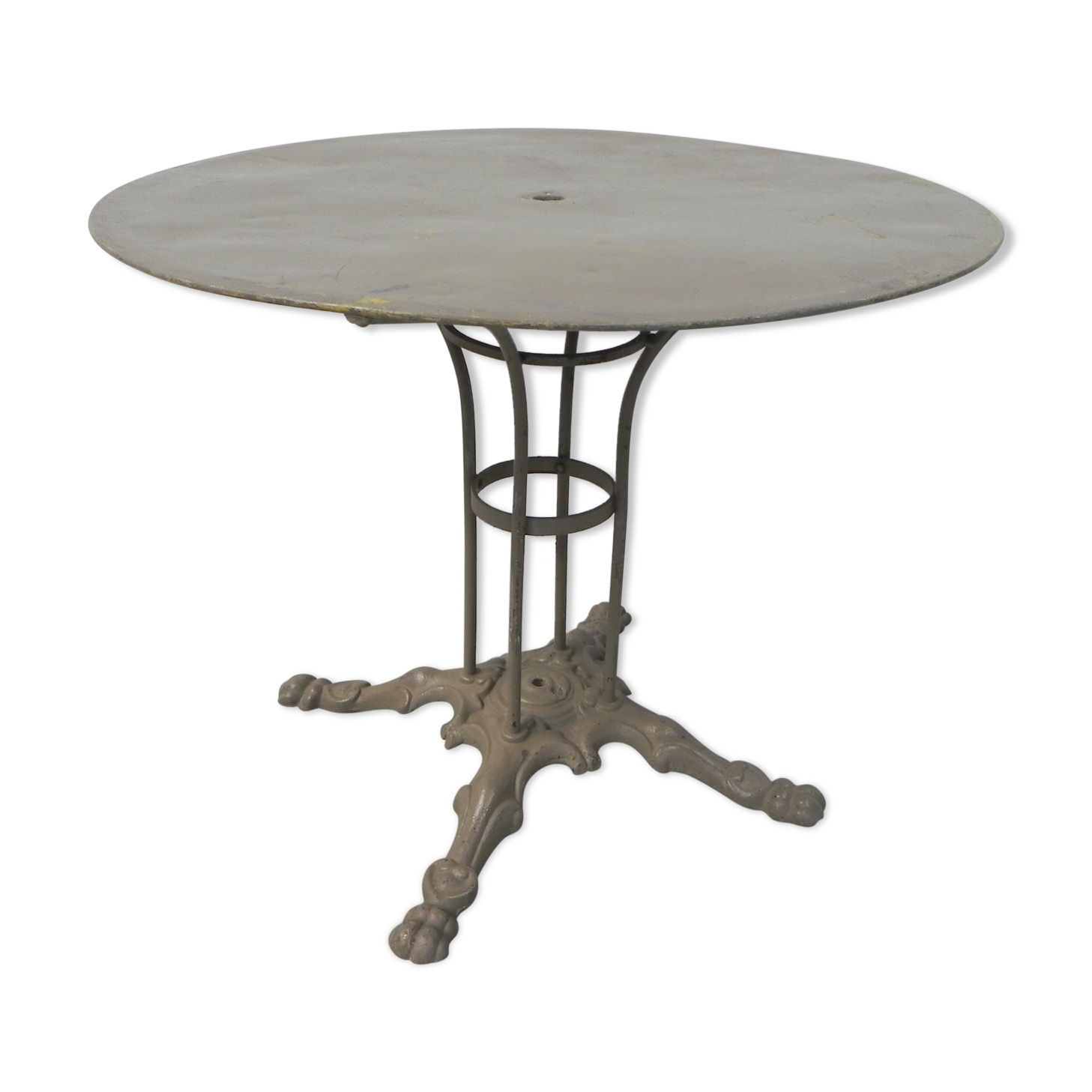 Steel garden table on cast iron base