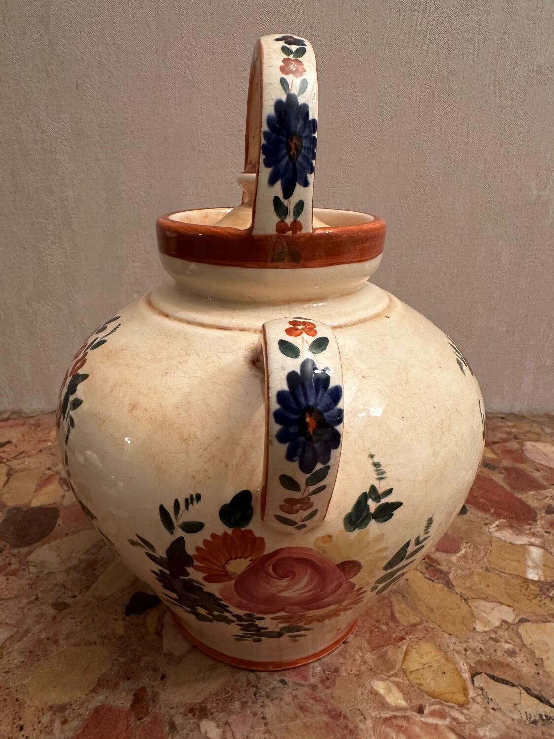 Gargoulette / Jug signed Longchamp - Hand-painted ceramic - Vintage