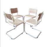 White Cesca B32 Marcel Breuer chairs 1970
