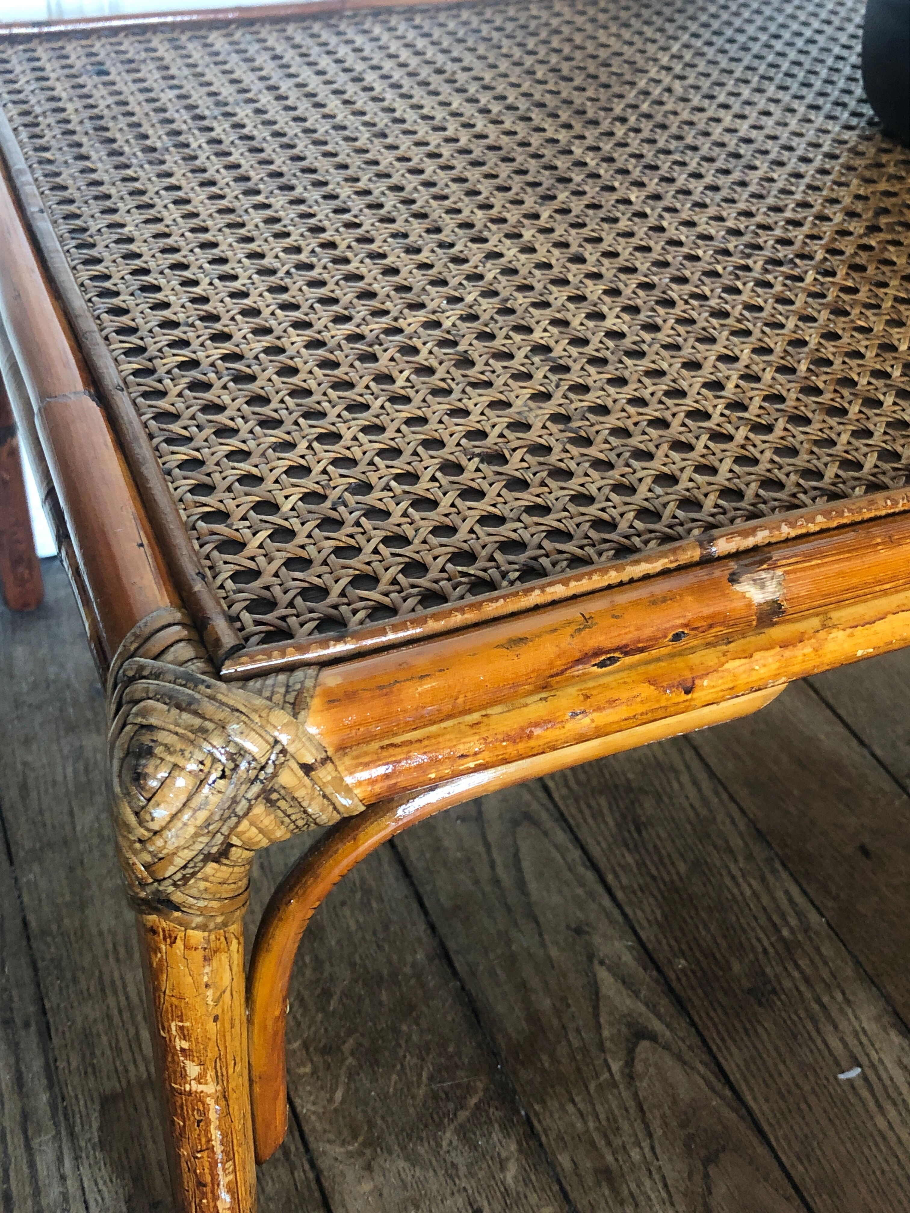 Table low rectangular rattan and caning