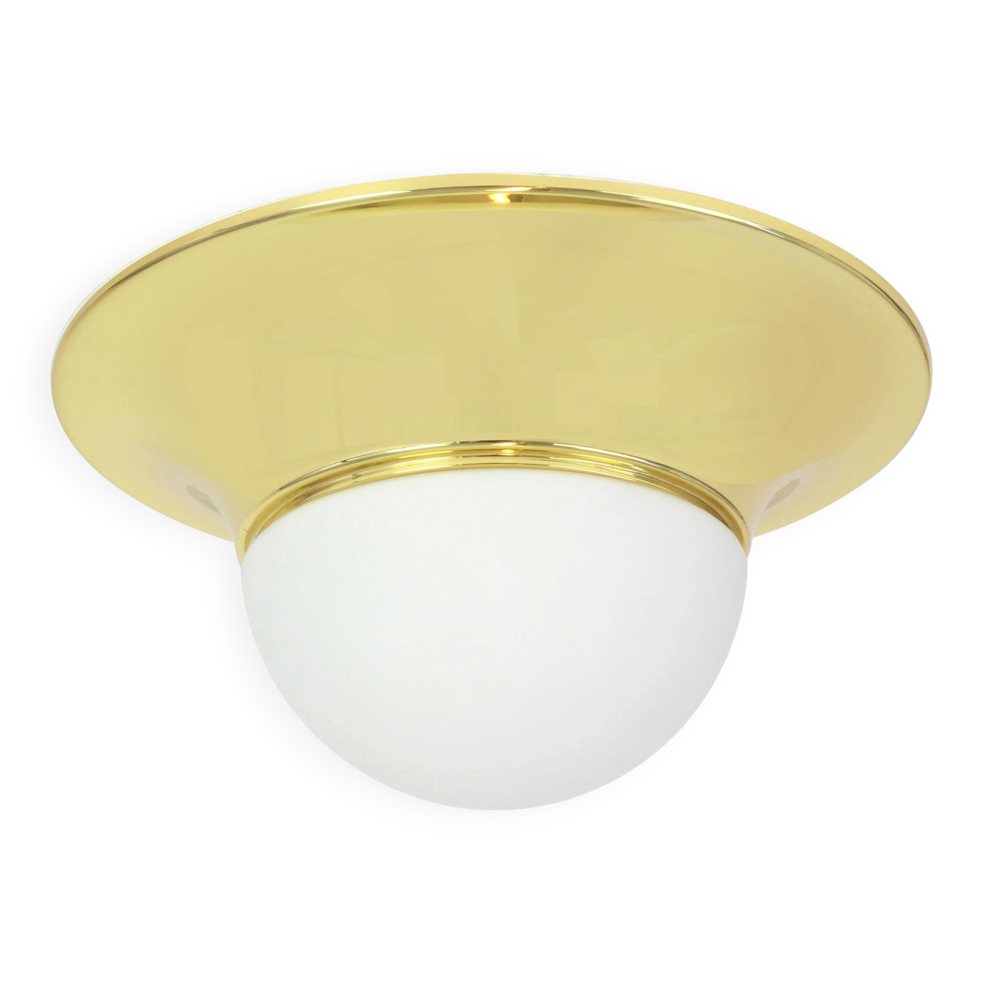 UFO ceiling lights in brass and glass, Limburg, Germany, 1970s.