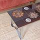 Vintage coffee table in glazed ceramic and metal – 1970s