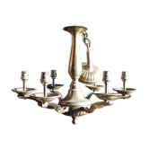Old chandelier 6-arms in brass or bronze