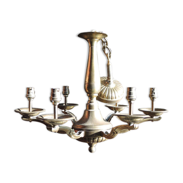 Old chandelier 6-arms in brass or bronze