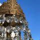 Balloon chandelier with glass crystal and brass tassels in empire style