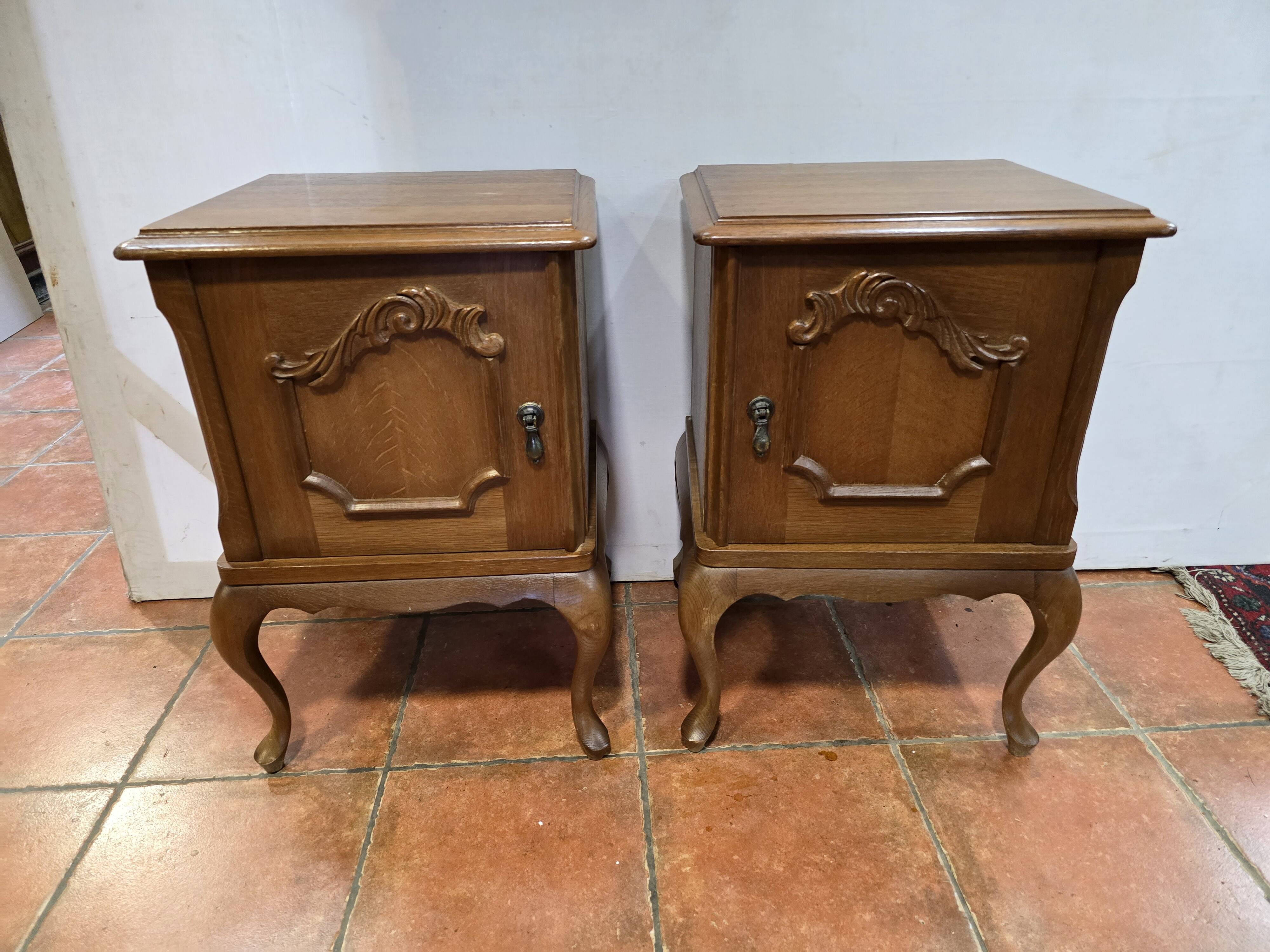 Pair of vintage 1960s oak bedside tables
