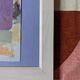 Vintage mid century abstract framed oil painting - purple abstraction
