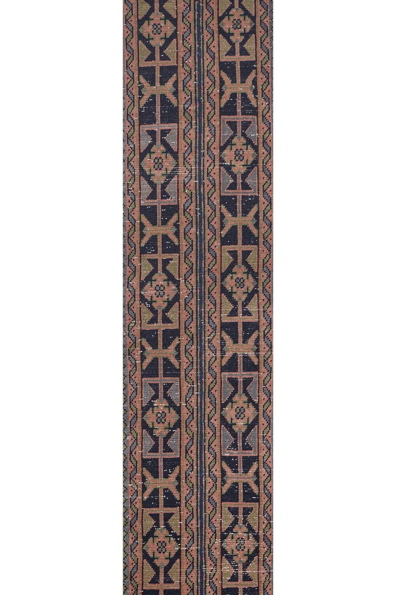 Vintage Turkish hallway rug 58x667 cm