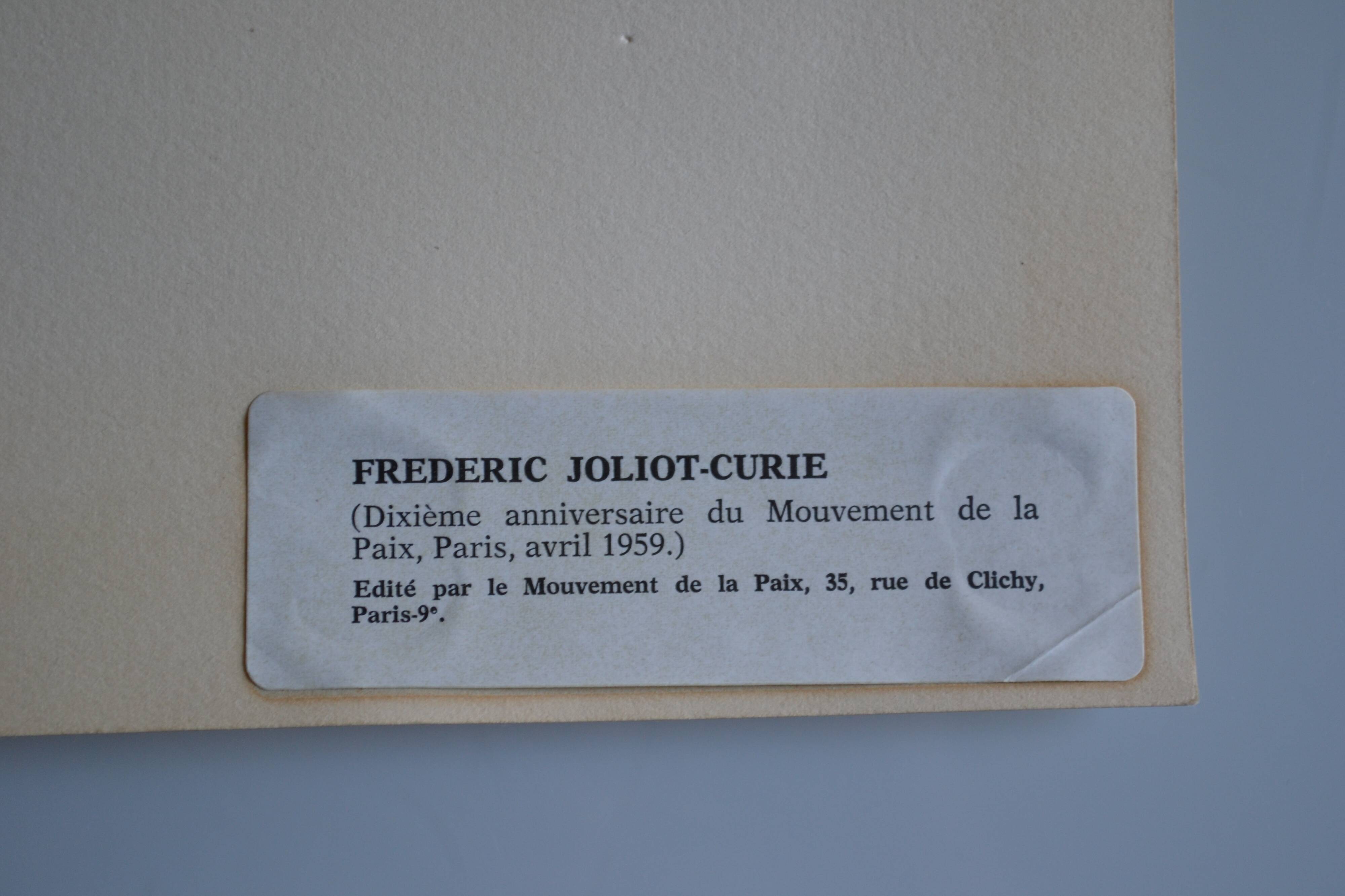 Picasso original lithograph 1959 Frédéric Joliot-Curie 38x28cm