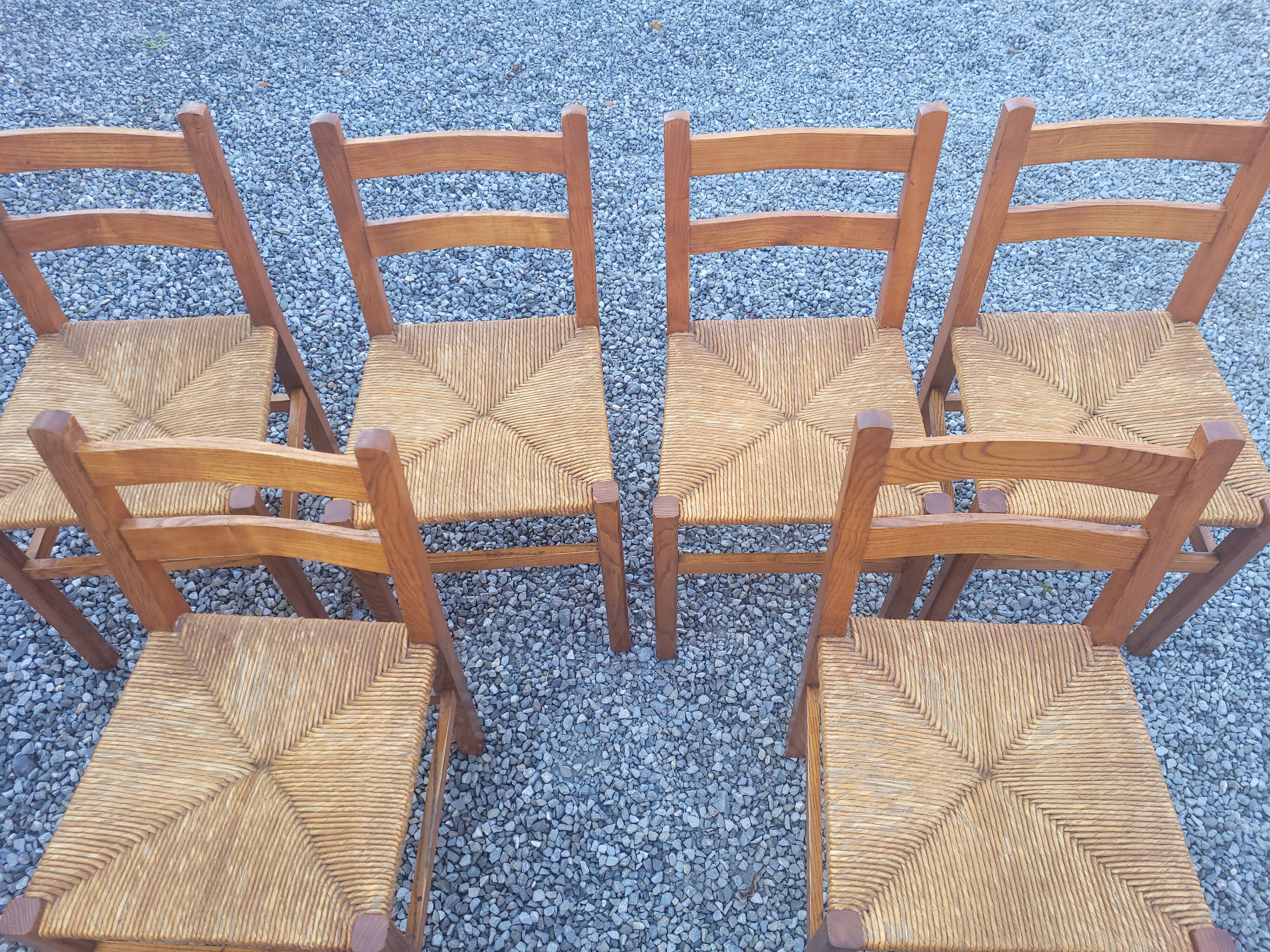 6 rustic oak chairs