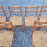 6 rustic oak chairs