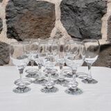 Set of 9 glasses on foot