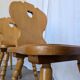 Set of 4 Vintage Tyrolean Heart Cutout Wooden Dining Chairs