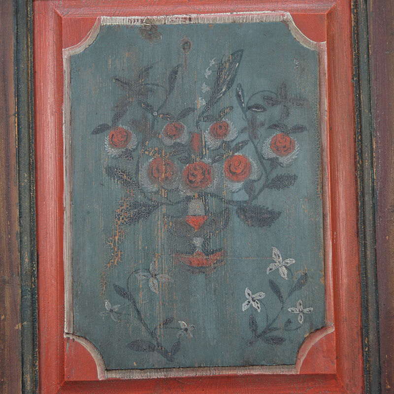 Rustic Farmhouse Folk Art Painted Bridal Cabinet dated 1818