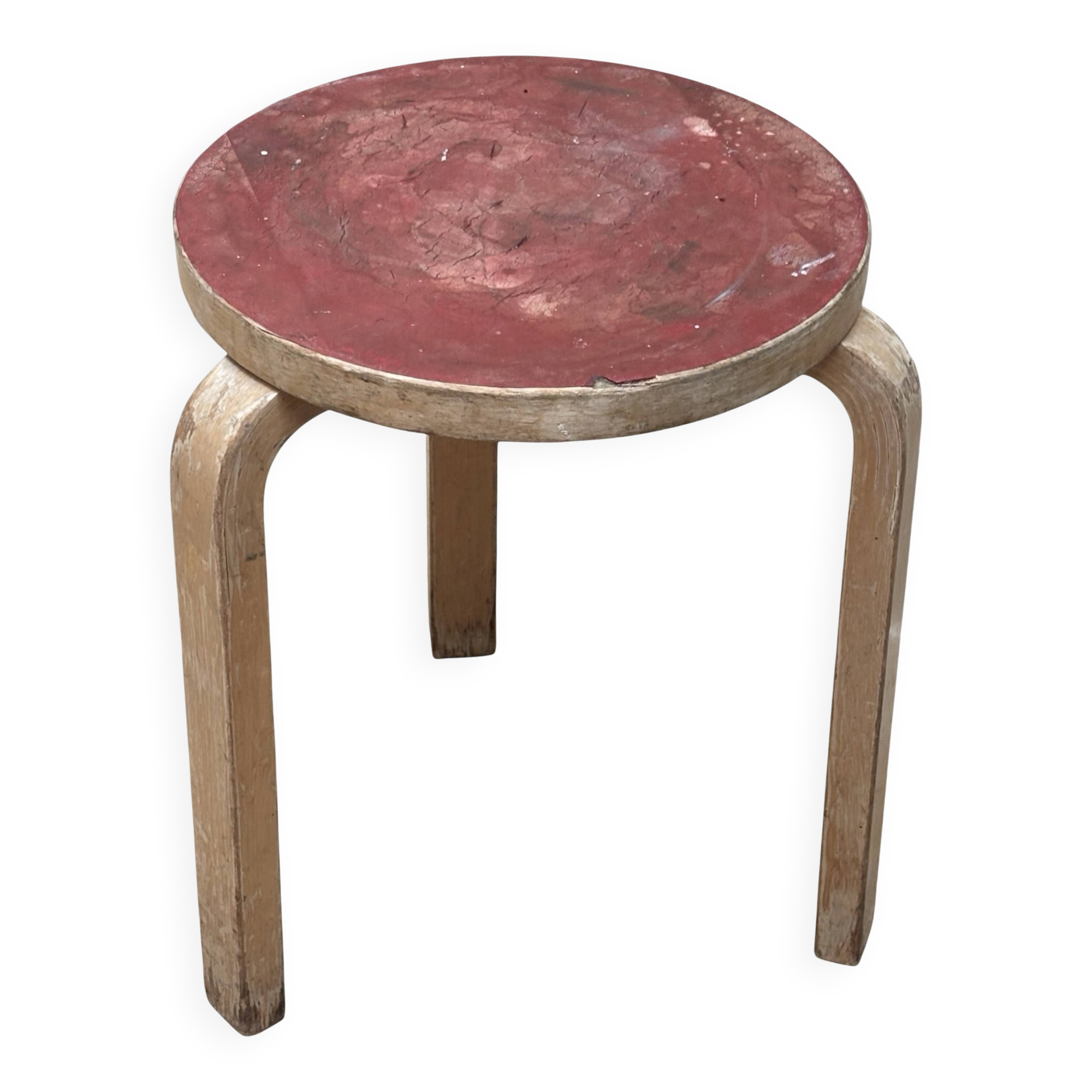 Alvar Aalto Artek Stool 60 Finland 1950s Vintage Birch Original Patina