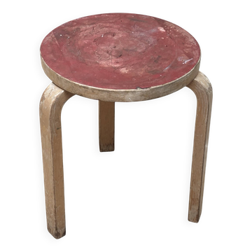 Tabouret Artek 60 d'Alvar Aalto Finlande années 1950 Vintage Bouleau Patine Originale