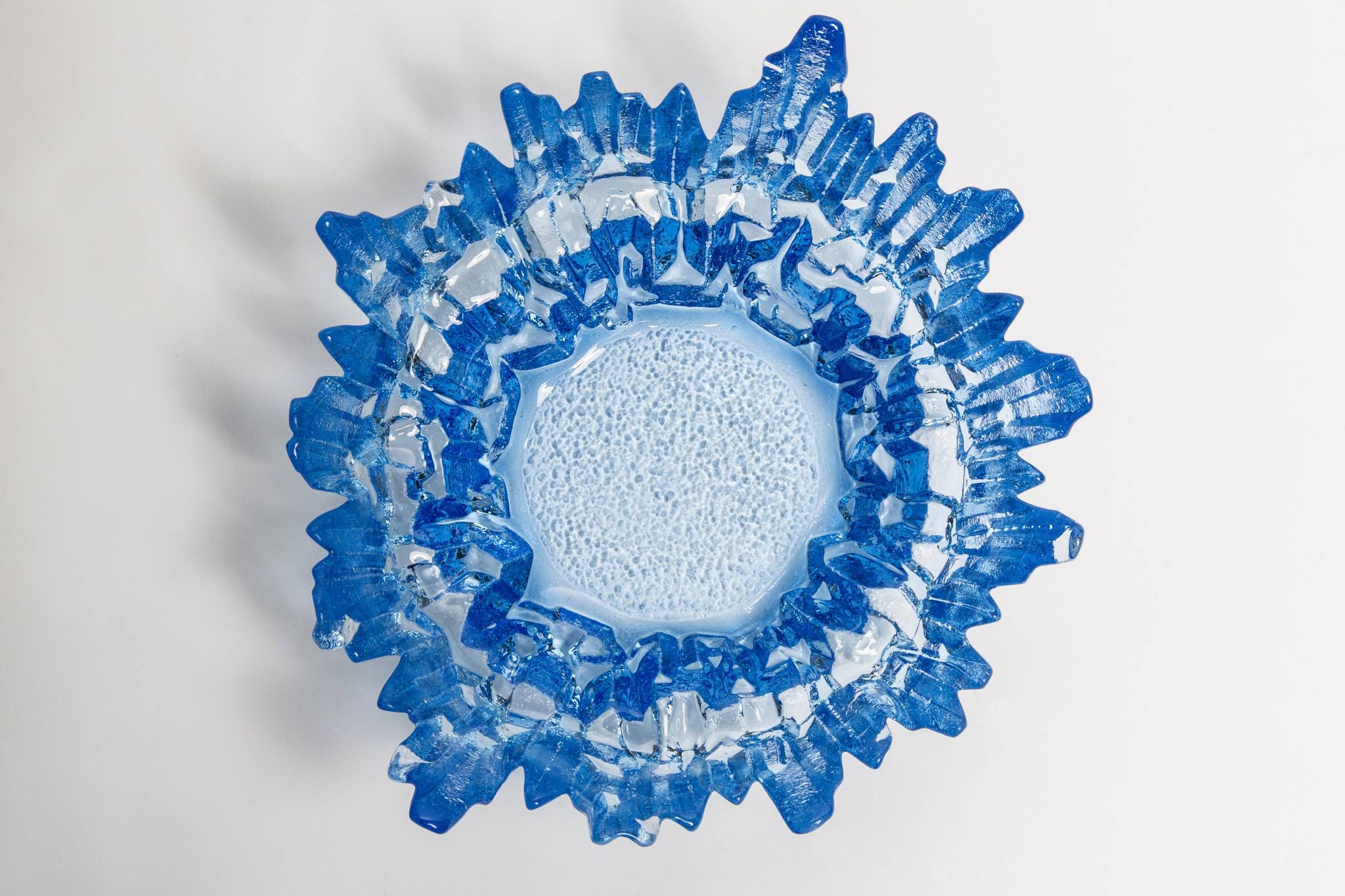 Vintage decorative plate in light blue glass, Italy, 1960s.