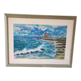 Pastel ancien Quiberon signé