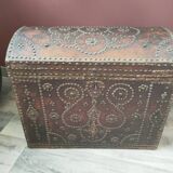 Old wooden and leather chest