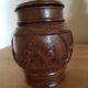 Wooden pot with Vintage sculptures