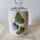 Old storage jar/sweet jar in majolica - vegetable decoration