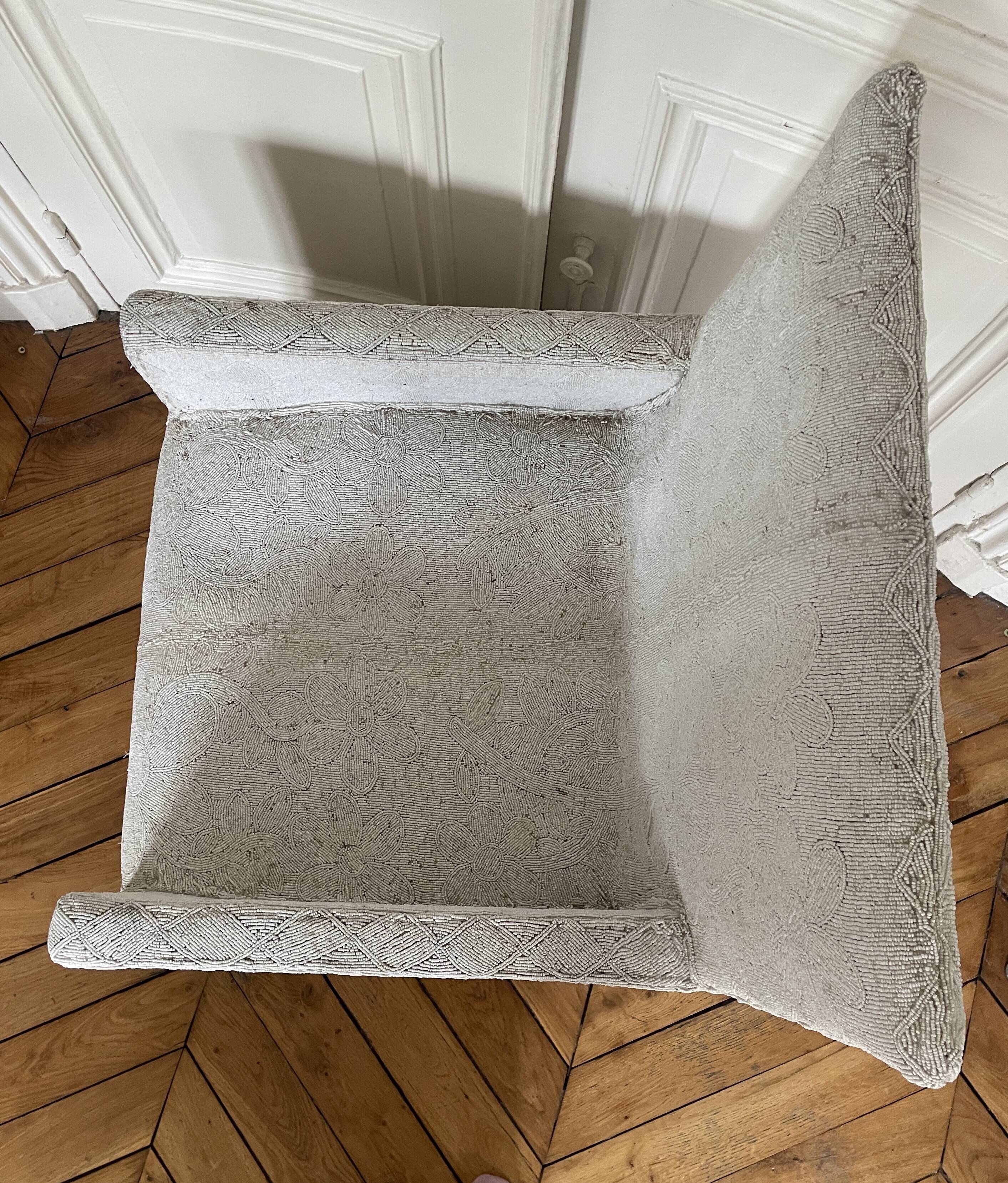 African Yoruba Ceremonial armchair in flower pattern beads, early 20th century