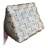 Green beige wicker basket