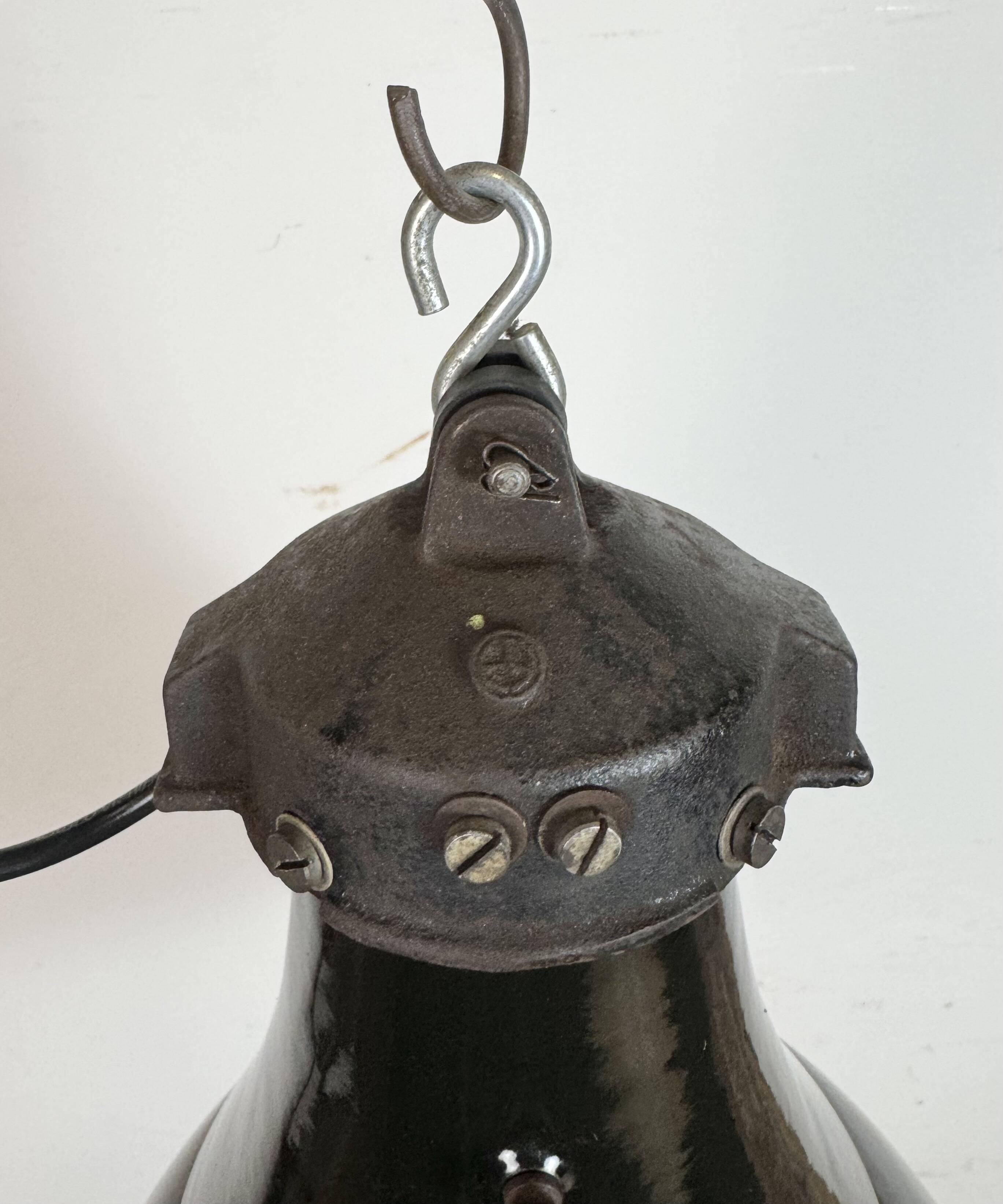Industrial Black Enamel Bauhaus Pendant Lamp, 1930s