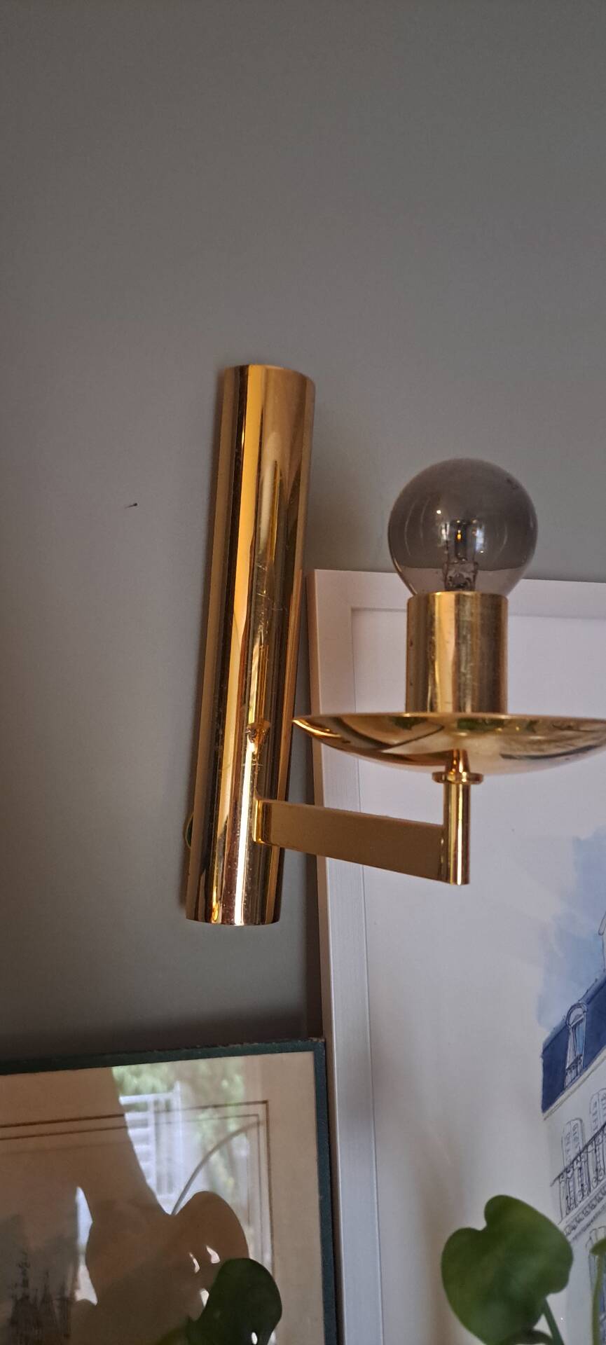 Wall lights (1 pair) brass glass