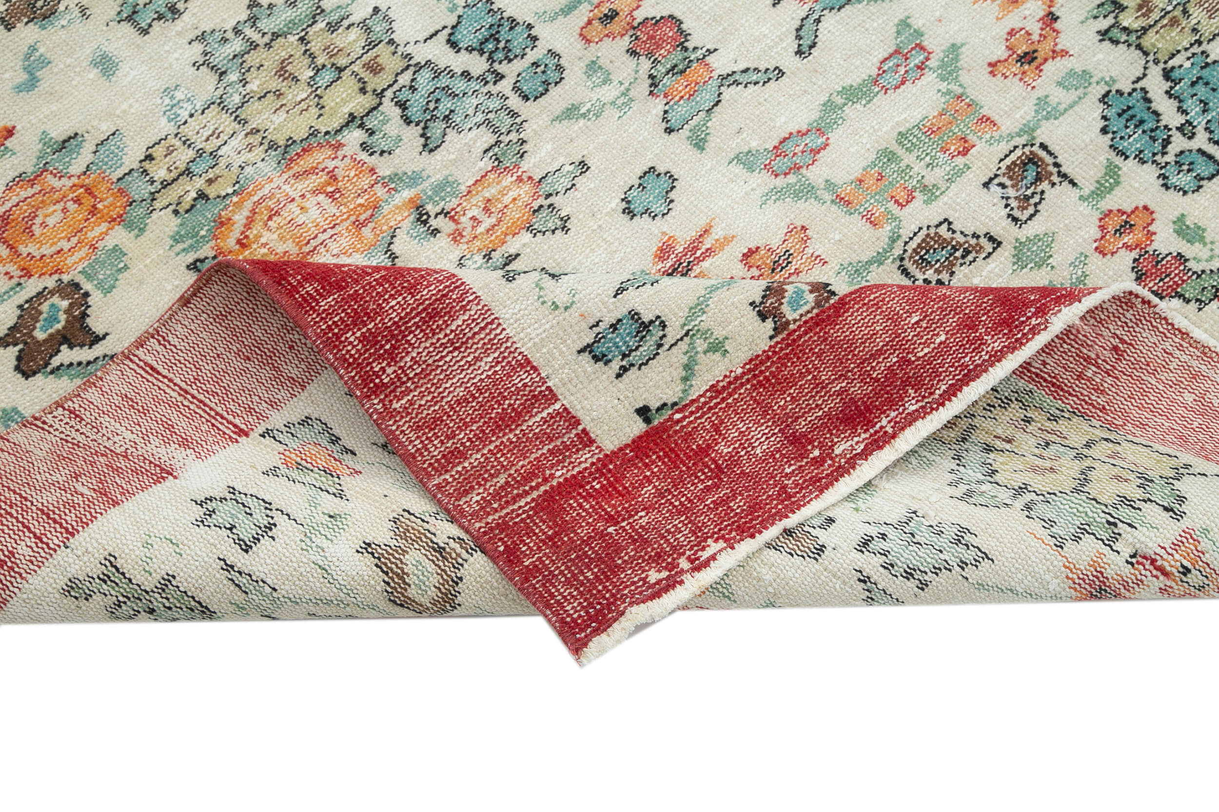 Handmade antique oriental beige rug 188 cm x 295 cm