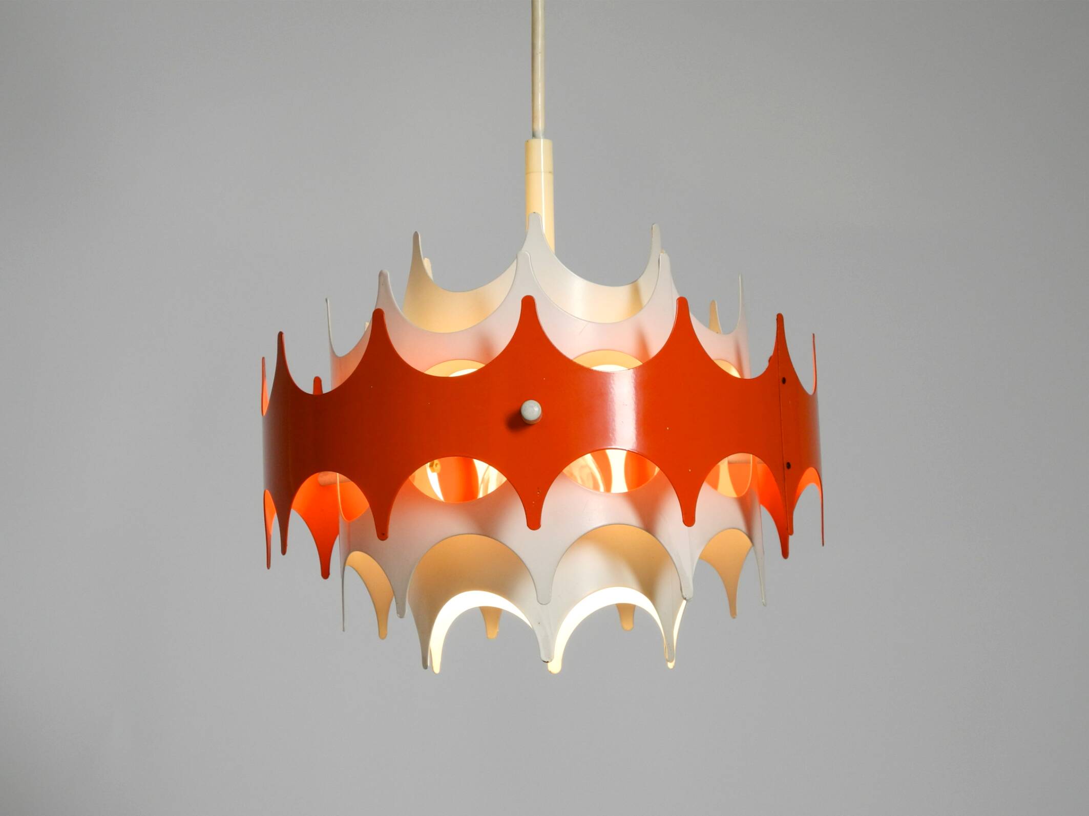 Beautiful small original 1960s Space Age metal pendant lamp by Doria