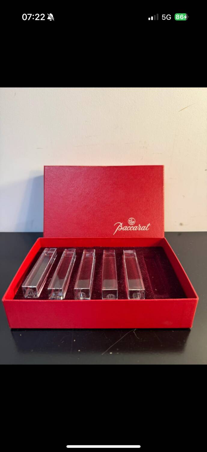 Coffret 5 porte-couteaux en cristal de baccarat France, écrin d'origine