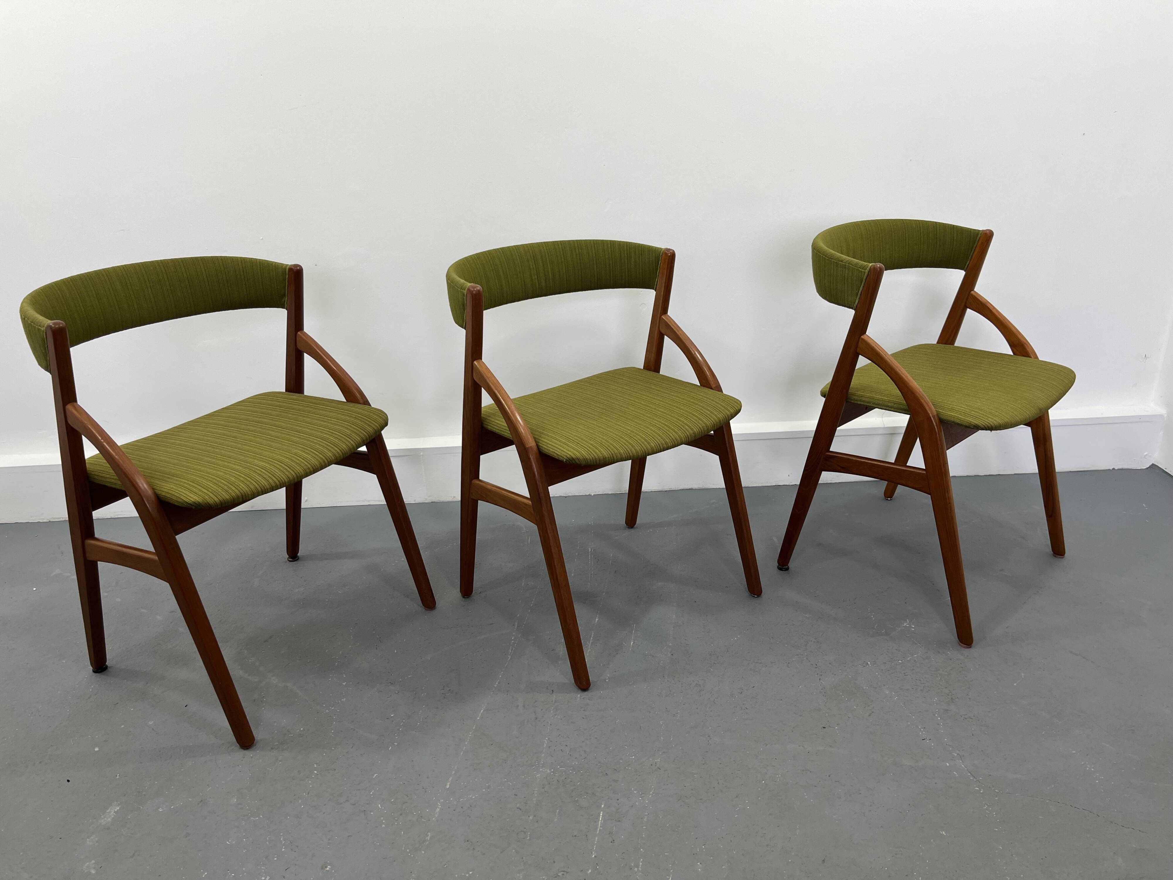 Scandinavian teak  chairs, set of 3, 1970 s