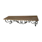 Wrought iron and wood wall shelf