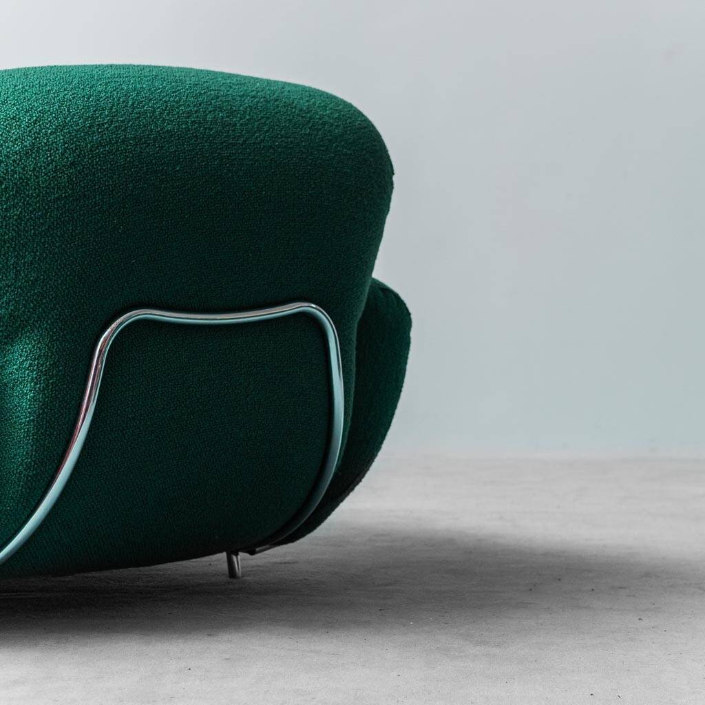 COPPIA DI POLTRONE IN TESSUTO VERDE ANNI ’70 VINTAGE MODERNARIATO