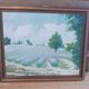 Vintage French table, a field of lavender.