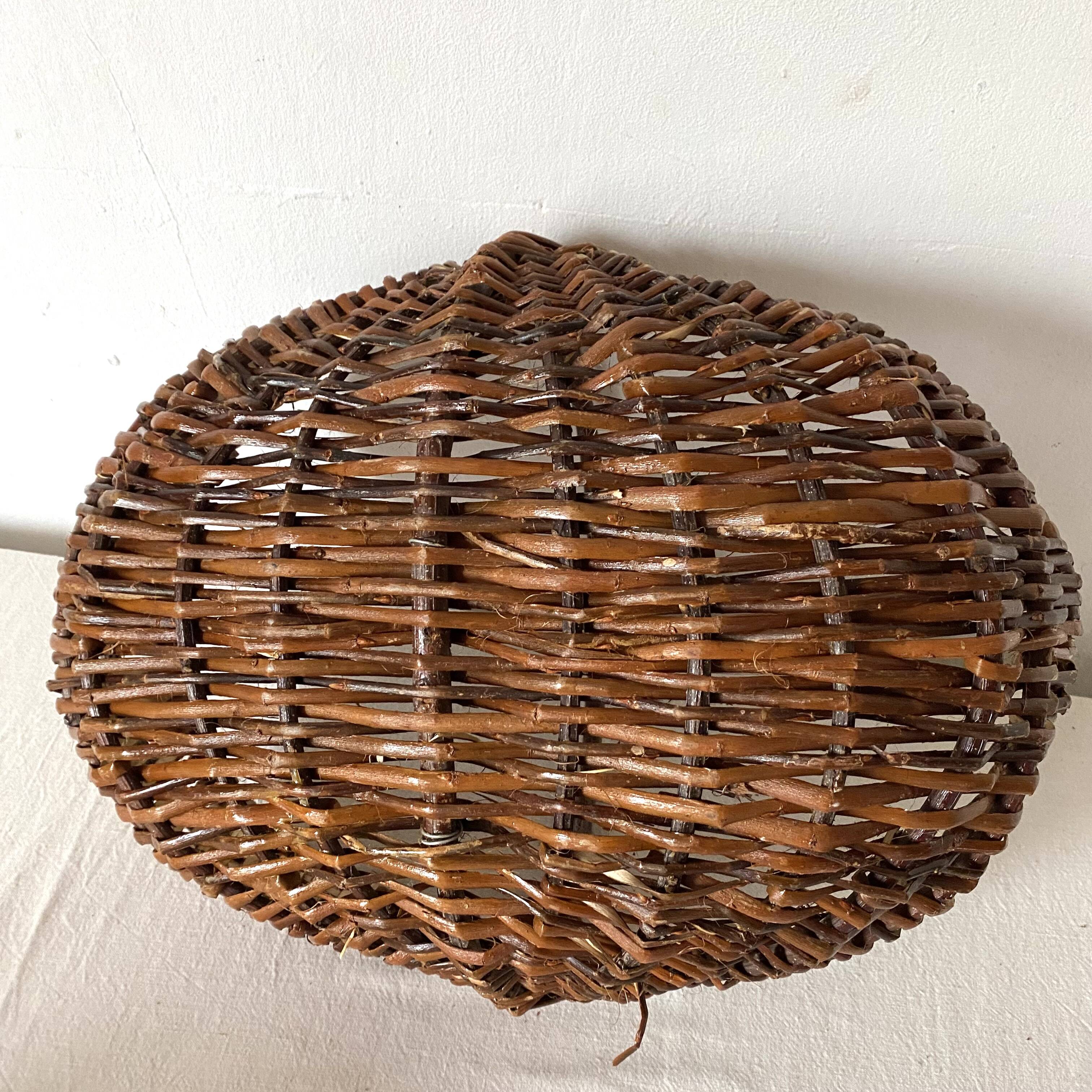Wicker and hazel wood basket