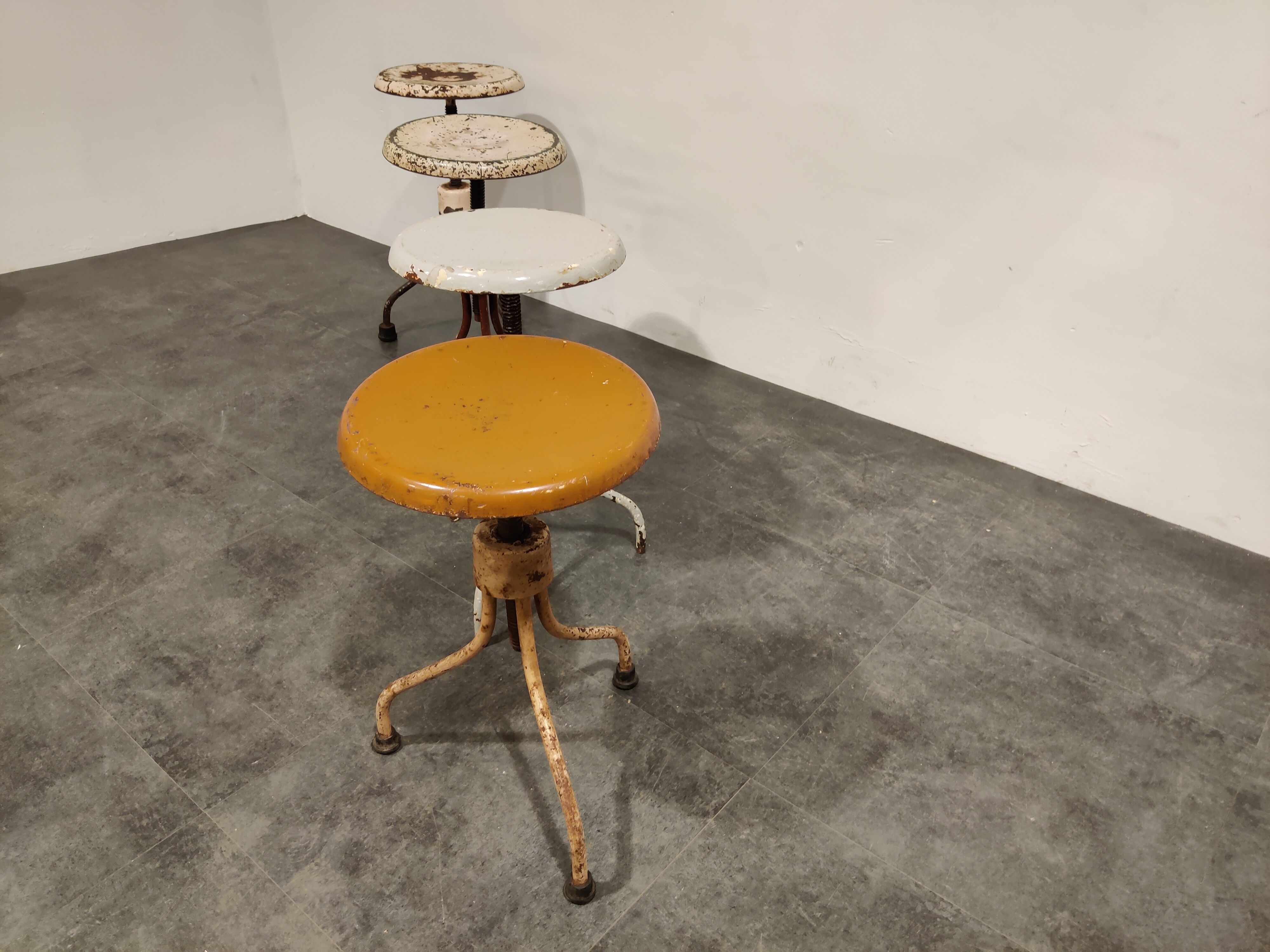 Vintage industrial stools, set of 4