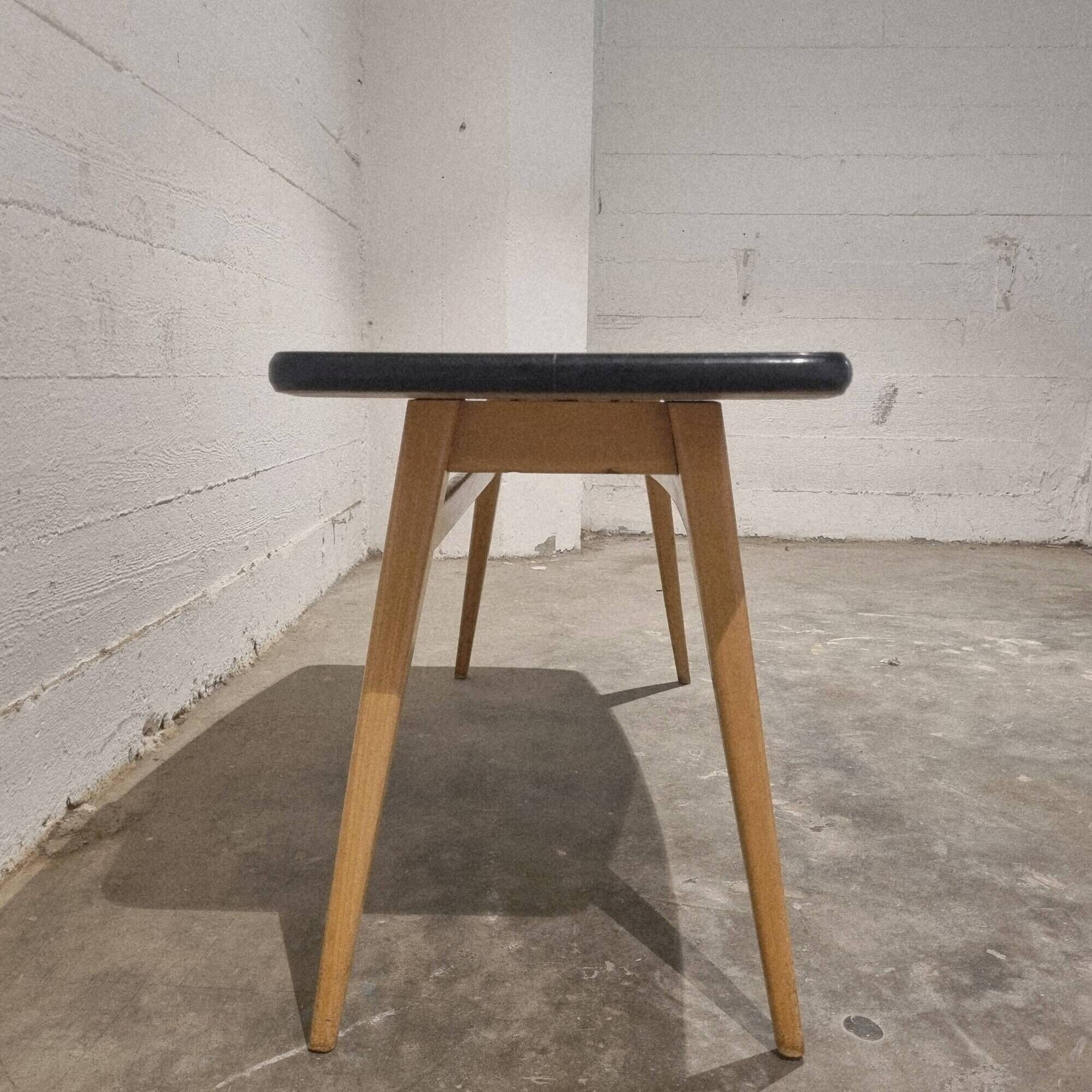 Vintage surfboard coffee table in birch and formica, 1950s